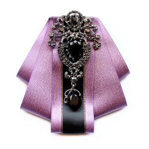 Boy’s Purple Bow Tie Necktie Rhinestone Bow tie, Neck Brooch, Broach Gemstone